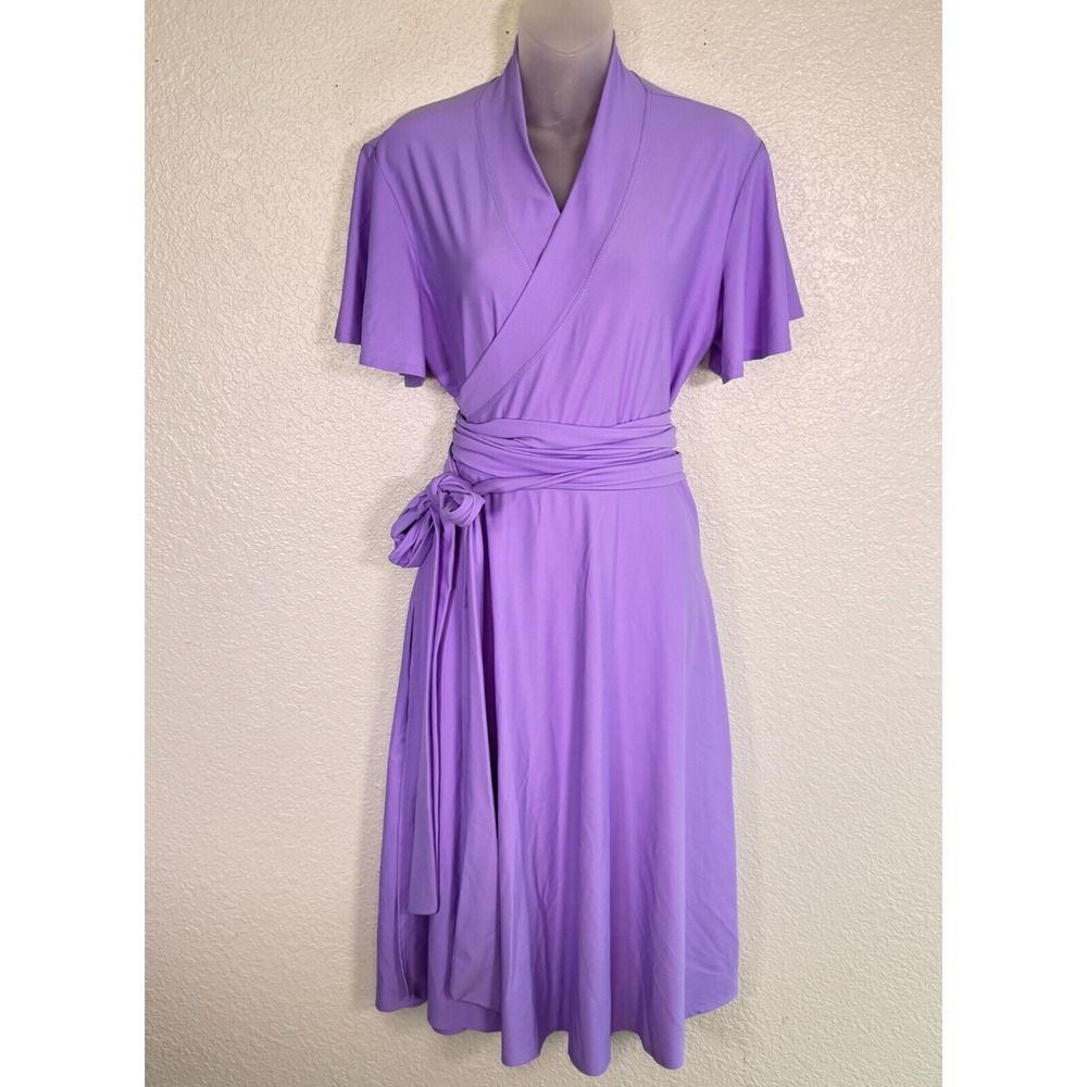 Elhoffer Wrap Dress Womens XL Essential Flutter Midi Cosplay Costume Lavender